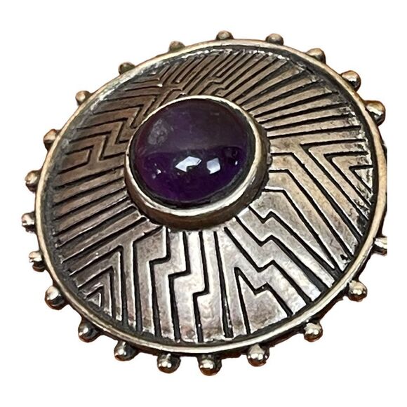 Laurel Burch Vintage Round Clip Earrings Gemstone Southwestern Country 80s - Picture 5 of 7
